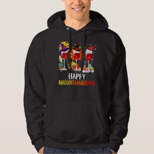 Happy Hanksmas Wine Glasses Witch Santa Hat Hoodie