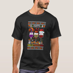 Happy Hanksmas Wine Glasses Witch Santa Hat T-shirt