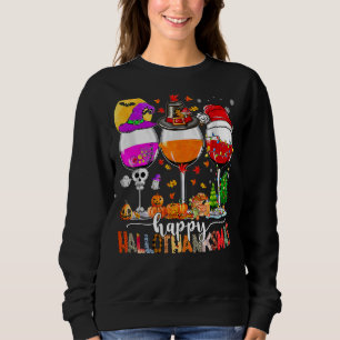 Happy Hanksmas Wine Glasses Witch Santa Hat Trui