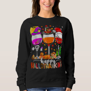 Happy Hanksmas Wine Glasses Witch Santa Hat Trui