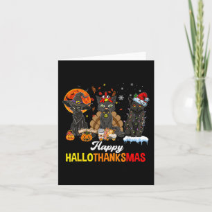 Happy Hankssmas Black Cat Halloween Thanksgiv Kaart