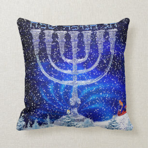 Happy Hannukah Snow Pillow Kussen