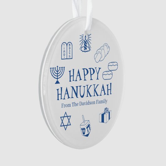 Happy Hanoukka bleu blanc nom personnalisé faveurs (devant)