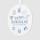 Happy Hanoukka bleu blanc nom personnalisé faveurs (devant)