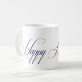 Happy Hanoukka Blue Gold Elegant Look Design Mug (Devant gauche)