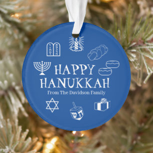 Happy Hanoukka blue & white nom personnalisé fave