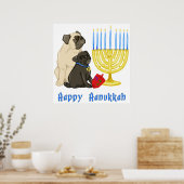 Happy Hanoukka Carlins et Menorah Poster - Personn (Cuisine)