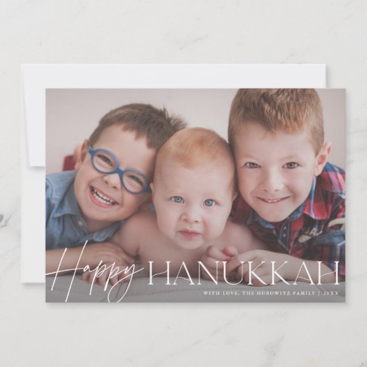 Happy Hanoukka Elegant Script Carte photo de vacan (Devant)