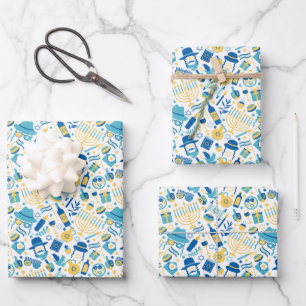 Happy Hanoukka Motif Envelopper des feuilles de pa