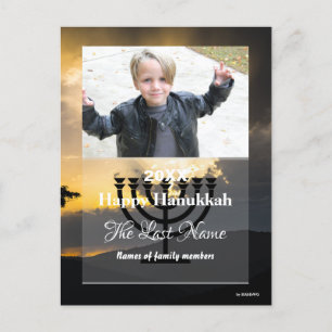 Happy Hanoukka Photo Carte Postale Stripes - HAMbW