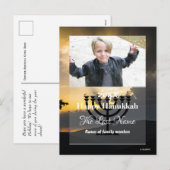 Happy Hanoukka Photo Carte Postale Stripes - HAMbW (Devant / Derrière)
