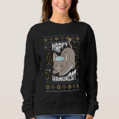 Happy Hanukcat Cat Hanukkah Ugly Christmas Sweater (Voorkant)