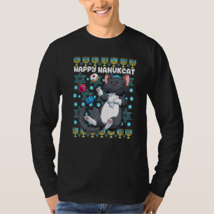 Happy Hanukcat Hanukkah Cat Chanukah Joodse Kat me T-shirt