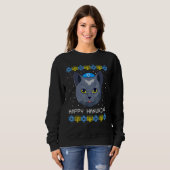 Happy Hanukcat Ugly Hanukkah Sweater Cat Chanukah (Voorkant volledig)