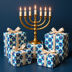 Happy Hanukkah 1a-pakpapier Cadeaupapier