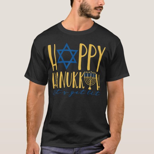 Happy Hanukkah 2022 Laten we Lit Jewish Menorah C T-shirt (Voorkant)