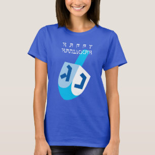 Happy Hanukkah 2 met blauwe Dreidel T-shirt
