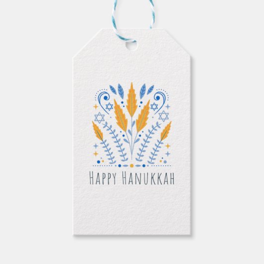 Happy Hanukkah | Arabesque | Vakantiestische Label Cadeaulabel (Voorkant)