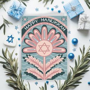 Happy Hanukkah Art Nouveau Bloom Holiday Kaart