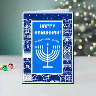Happy Hanukkah Beauful Jewish Holiday Folie Feestdagenkaart