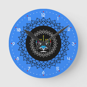 Happy Hanukkah - Beautiful design Round Clock Ronde Klok