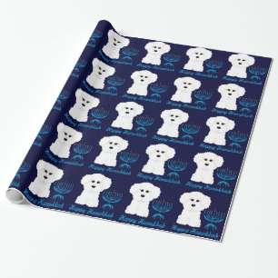 Happy Hanukkah Bichon Frise Menorah Wrapping Paper Cadeaupapier
