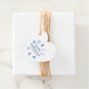 Happy Hanukkah blauw witte aangepaste familienaam Bedankjes Labels