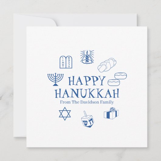Happy Hanukkah blauwe, witte aangepaste familienaa (Voorkant)