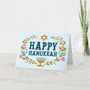 HAPPY HANUKKAH bloemenkrans Joods  Kaart