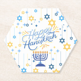 Happy Hanukkah Blue And Gold Kartonnen Onderzetters