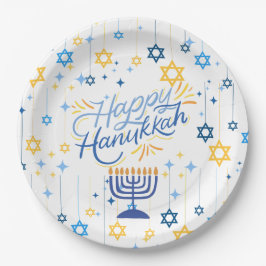 Happy Hanukkah Blue And Gold Papieren Bordje