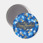 Happy Hanukkah Blue And White Magneet (Voorkant / Achterkant)