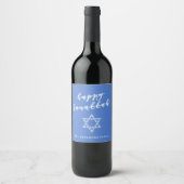 Happy Hanukkah - Blue Chevron Star van David Wijn Etiket (Voorkant)