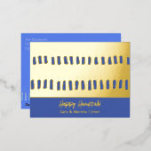 Happy Hanukkah Blue en Gold Foil Briefkaart (Voorkant / Achterkant)