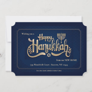 Happy Hanukkah Blue en Gold Kaart