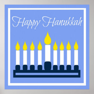 Happy Hanukkah Blue en White Poster