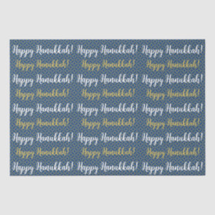 Happy Hanukkah Blue, Gold en White Tissue Pape Tissuepapier