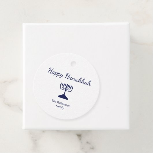 Happy Hanukkah Blue Menorah Bedankjes Labels (In situ)