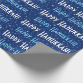 Happy Hanukkah Blue Stars Cadeaupapier (Hoek)