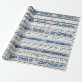 Happy Hanukkah Blue Stripes Cadeaupapier (Uitgerold)