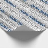 Happy Hanukkah Blue Stripes Cadeaupapier (Hoek)