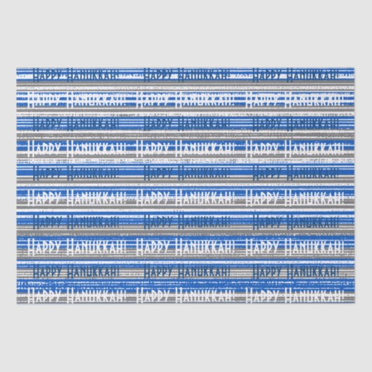 Happy Hanukkah Blue Stripes Wrapping Paper Tissuepapier (Voorkant)