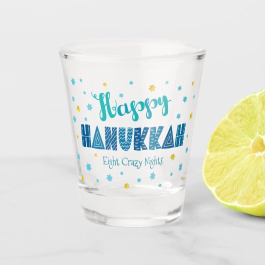 Happy Hanukkah Bold Funny Typography Star van Davi Shot Glas (Voorkant)