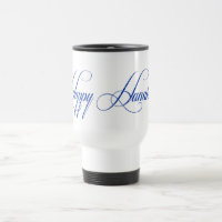 Happy Hanukkah Bright Blue Glitter Blik Design Mok