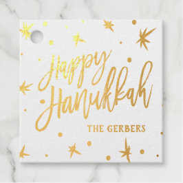 Happy Hanukkah Brush Script Custom Name Bedankjes Labels