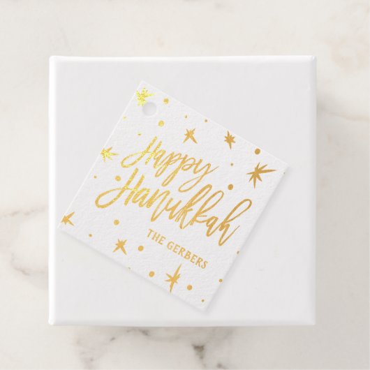 Happy Hanukkah Brush Script Custom Name Bedankjes Labels (Met doos)