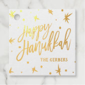 Happy Hanukkah Brush Script Custom Name Bedankjes Labels (Voorkant)