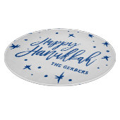 Happy Hanukkah Brush Script Custom Name Snijplank (Hoek)