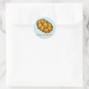 Happy Hanukkah Chanukah Challah Bread Holiday Ronde Sticker