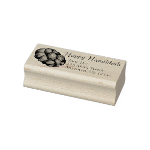 Happy Hanukkah Chanukah Challah Bread Loaf Adres Rubberstempel